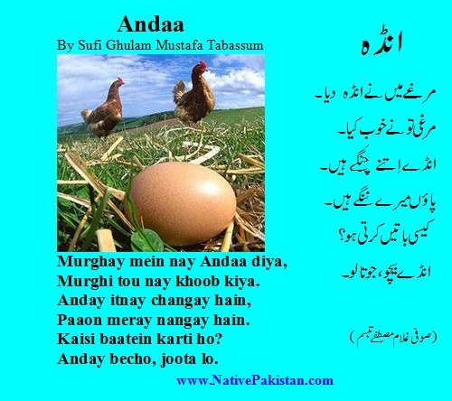 Poems for Kids in Urdu: "Andaa", by Sufi Ghulam Mustafa Tabassum - Kids Urdu Poems 