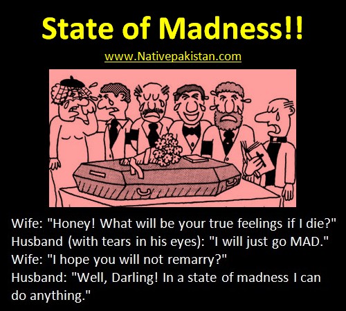 Husband and Wife Jokes in English - A Husband to remarry in 'State of Madness' - Funny Marriage Jokes