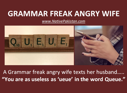 Husband and Wife Jokes - Grammar freak angry wife texts her husband - Husband & Wife Jokes