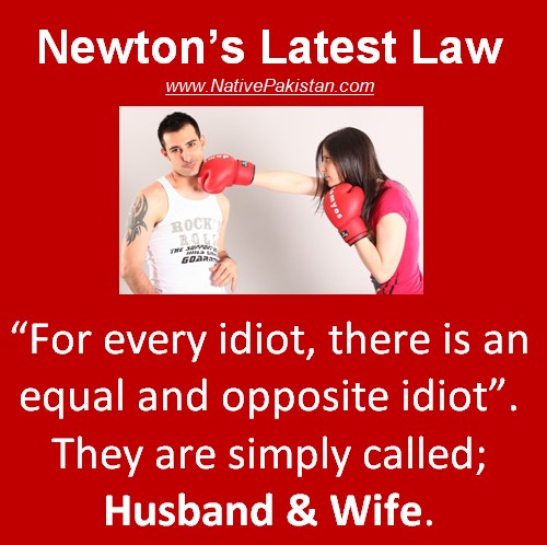 Funny Husband and Wife Jokes - Newton's Latest Law - Husband & Wife Jokes in English