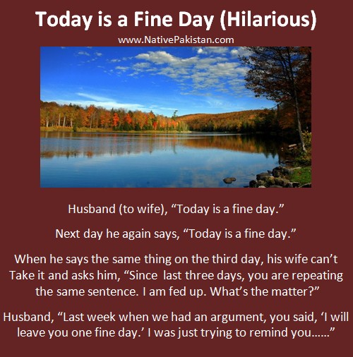 Husband Wife Jokes - Today is a Fine Day - Funny Jokes about Married Life