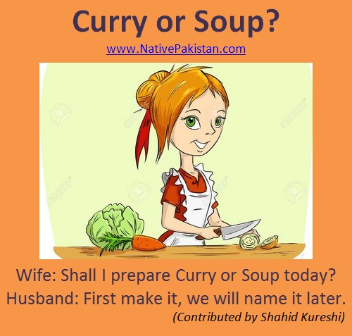 Funny Marriage Jokes - Wife,'Shall I prepare Curry or Soup today?' - Husband and Wife Jokes in English