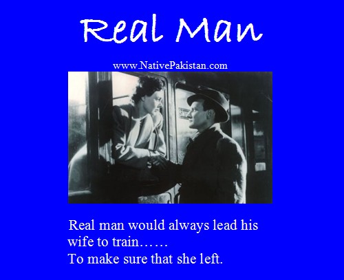 Husband and wife Jokes in English - Real man would always lead his wife to train - Husband Wife Jokes Funny Husband and Wife Jokes : Real man always lead shis wife to train - Best Marriage Jokes