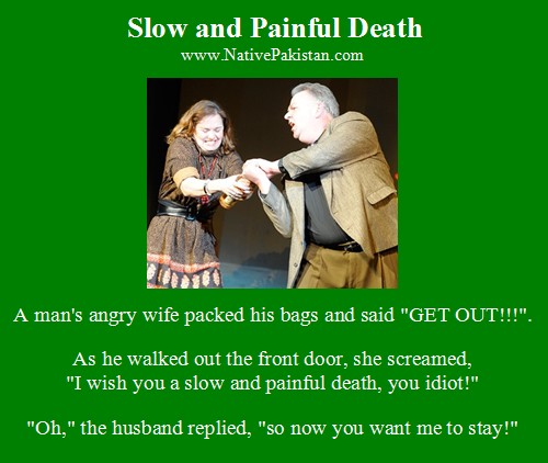 Husband and wife Jokes in English - Slow and painful death - Husband Wife Jokes Funny Marriage Jokes : Slow and Painful Death - Husband Wife Jokes