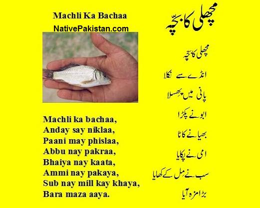 Kids Urdu Poems :"Machli ka Bachaa" - Urdu poems for children