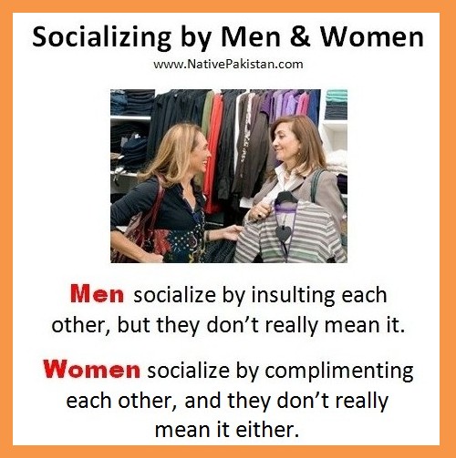 Jokes in English : "Socializing habits of Men and Women" - Men & Women Jokes in English