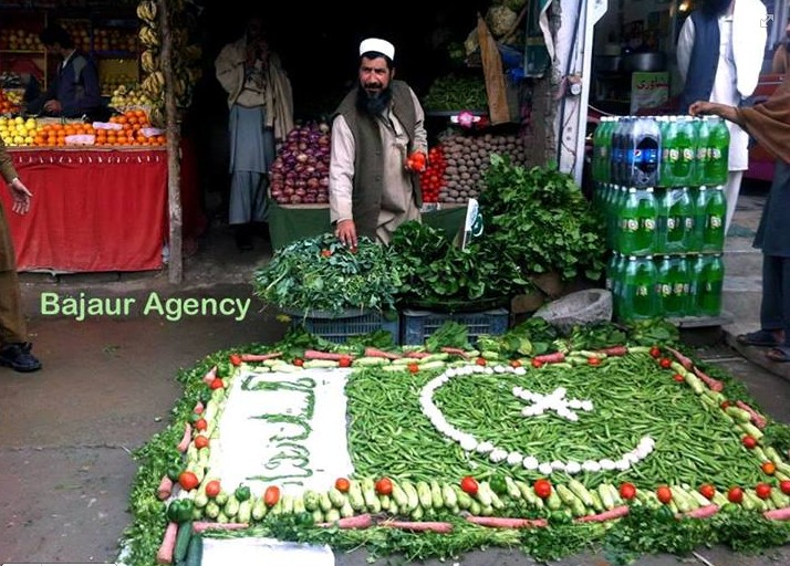 Pakistani Flag Photos - Pakistani flag made from vegetables at Bajaur