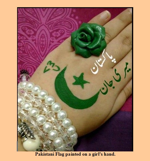 Pakistani Flag - Pakistani Flag painted on a girl’s hand - Pakistani Flag Lovers Lovers of Pakistani Flag - Pakistani Flag painted on a girl’s hand - Flag of Pakistan