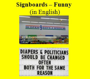 Signboards, Funny, in English, logo