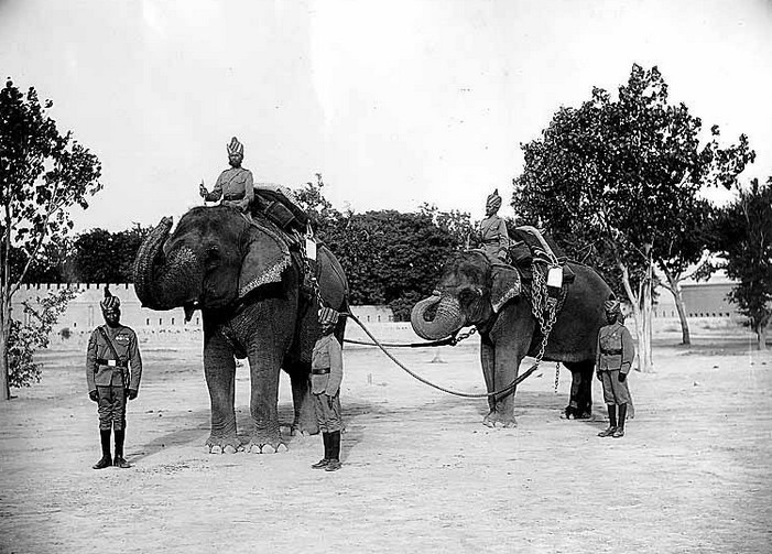 Old Pics of Multan: Indian soldiers and elephants at Multan 1898 - Rare Old Photos of Multan