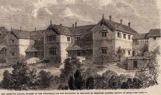 Murree Photos - Rare Old Engraved drawing of the Lawrence Asylum, Murree, 1860s - Photos of Murree