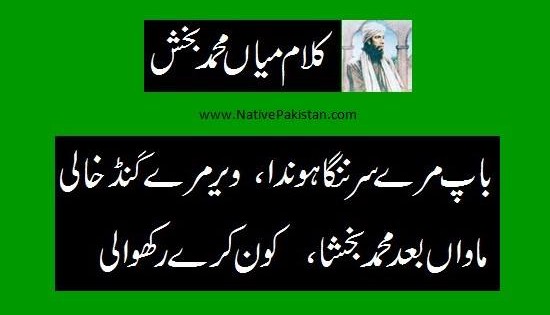 Poems about Mother in Punjabi : "Mawaan baad Muhammad Baksha! koun karay rakhwali?" - Poetry for Mothers