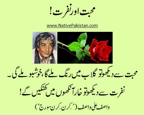Wasif Sayings - Wasif Ali Wasif Quotes - 'Mohabat aur Nafrat' - Quotes & Sayings of Wasif