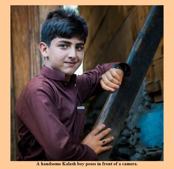 Kalash Photos; A Kalash boy poses in front of a camera - Images of Kalash Valleys, Chitral Kalasha Pictures: A handsome Kalash boy poses in front of camera - Images of Kalash Valleys of Chitral