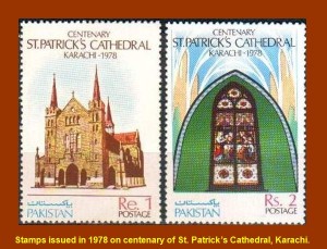 Stamps issued in 1978 on centenary of St. Patrick’s Cathedral, Karachi - Pictures of Pakistani Churches