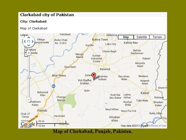  Pictures of Pakistani Churches: Map of Clarkabad, Punjab, Pakistan
