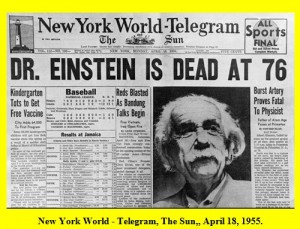 Old Newspapers Headlines - Dr. Einstein is Dead, The New York World-Telegram, The Sun, April 18, 2026 - Historical Newspapers Headlines