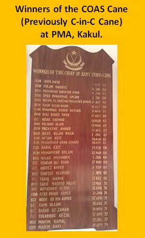 COAS Cane (Previously C-in-C Cane) Winners, PMA, Kakul