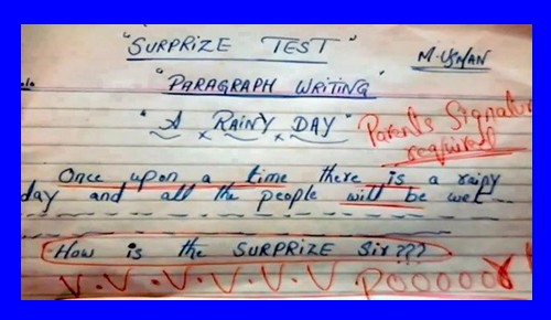 Funny Answer Sheets in English - Surprise Test; A Rainy Day - Funny Test and Exam Answer Sheets Funny Test and Exam Answer Sheets in English: Surprise Test; "A Rainy Day" - Funny Answer Sheets