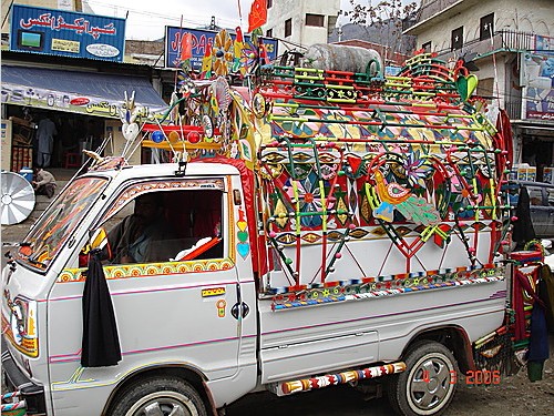 Lower Dir Photos - Public transport (a decorated van) at Timargara - Pictures of Lower Dir, KPK Photos of Lower Dir : A decorated van at Timargara - Lower Dir Photos, Images & pics Lower Dir