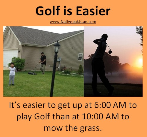 Best Golf Humor : What is easier; Golf or Lawn Mowing? - Best Golf Jokes