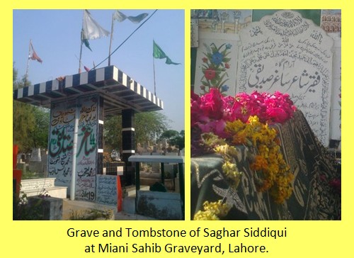 Saghar Siddqui's grave at Miani Sahib Graveyard, Lahore