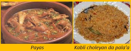 Kabli choleyan da pala’a and Payas of Lahore