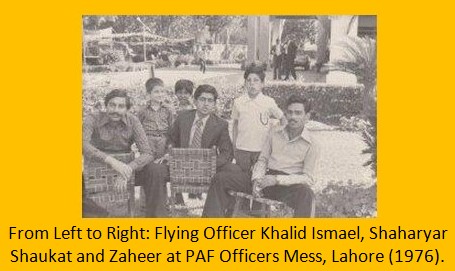 Khalid Ismael, Shaharyar Shaukat and Zaheer-ud-Din Khan in PAF Officers Mess, Lahore in 1976