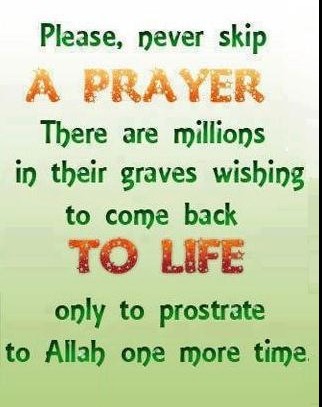  Best sayings about Namaz (Salah) - Please never skip a prayer. Millions in graves wish to come back to life to prostrate to Allah - Best Quotes about Namaz 