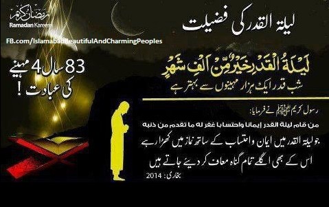 Blessings of Layla-tal-Qadr in Ramzan (Ramadan): Shab-e-Qadr (Layla-tal-Qadr) is better than 1000 months. Blessings of Layla-tal-Qadr in Ramadad (Ramzan): Shab-e-Qadr (Layla-tal-Qadr) is better than 1000 months. Likely to occur during odd nights in Ramzan: 21, 23, 25, 27 or 29 of Ramadan.