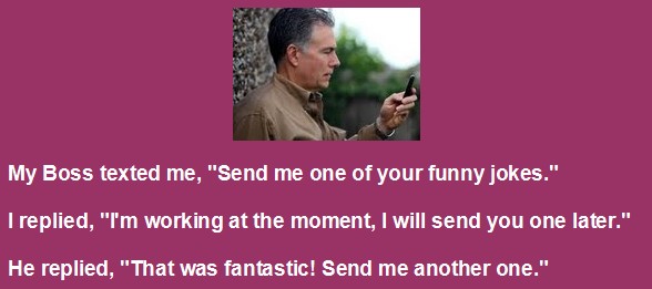Boss Jokes - My Boss texted me for funny jokes Best Boss Jokes: My Boss texted me for funny joke - Boss Quotes - Office Jokes