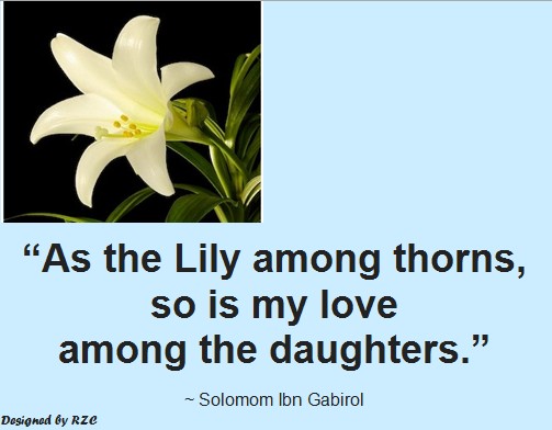 Daughter Quotes: As the Lily among thorns, so is my love among the daughters