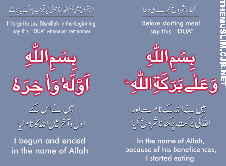 Dua-before meal or eating or drinking anything. Supplication before meal or eating or drinking anything.