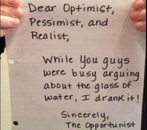 Best Funny Letters, Humorous Letters: An Opportunist writes a funny letter to Optimist, Pessimist and Realist - Funny Letters 