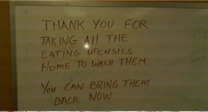 Funny signboards in English Thank you for taking all the utensils home for washing - Very Funny signboards in English