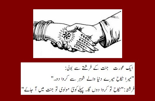 Maulvi Jokes - A woman asked an angel in Janat to get her married with her husband in the world - Molvi Jokes and Humour Urdu Jokes about Molvi - Let a Molvi enter Janat - Funny Molvi Jokes - Maulvi Jokes