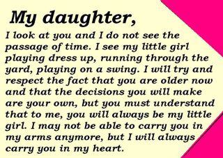 Daughter Quotes: My Daughter: I will always carry you in my heart