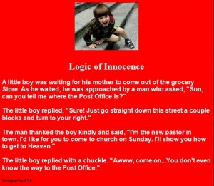 Naughty Kids Jokes - Pastor asks Post Office's way from a kid - Funny Naughty Kids Jokes