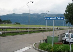 Photo of a road in Switzerland named after Dr. Abdus Salam who won a Nobel Prize in Physics