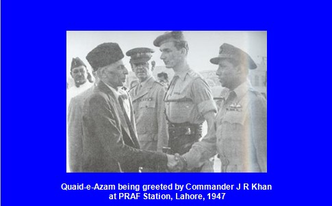 Photos of Quaid-e-Azam Muhammad Ali Jinnah - Quaid being greeted by Commander J R Khan at PRAF Station, Lahore, 1947 - Pics, Photos, Images of Jinnah Pics, Photos of Quaid-e-Azam Muhammad Ali Jinnah: Quaid being greeted by Commander J R Khan at PRAF Station, Lahore, 1947 - Photos, Images of Jinnah