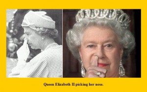 Queen Elizabeth II picking her nose, two photos