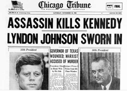 Old and rare newspapers- Rare edition of Chicago Tribune, November 23, 1963, Assassin Kills Kennedy - Rare Newspapers