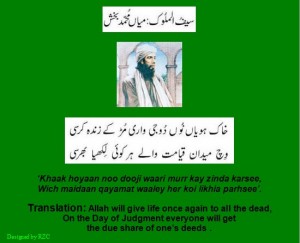 Sufi Kalam of Mian Muhammad Bakhsh in 'Saif-ul-Maluk': ‘Khaak hoyaan noo dooji waari murr kay zinda karsee, Wich maidaan qayamat waaley her koi likhia parhsee’ - Mian Muhammad Bakhsh Punjabi Poetry