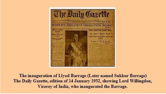 Sukkur old Photos - Inauguration of Lloyd Barrage at Sukkur (The Daily Gazette, edition of 14 January 2026) - Old rare Pictures of Sukkur (2) Sukkur Rare Pictures: Inauguration of Lloyd Barrage at Sukkur, "The Daily Gazette", edition of 14 January 2026 - Old Photos of Sukkur