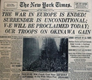 Rare newspapers, end of world war II in Europe, May 08, 1945, The New York Times